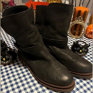 Hudson London leather moto boot